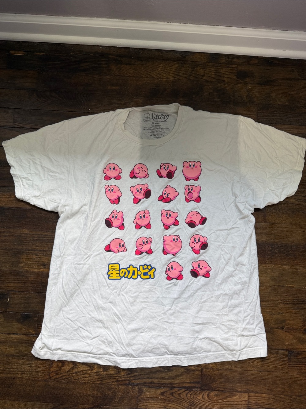 Men’s Cotton Kirby Character Grid Graphic Tee - Pink on White - Picture 5 of 6